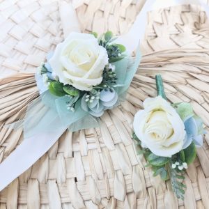 HIS & HER’S SILK || WRIST CORSAGE AND BUTTON HOLE BRIDGERTON PASTELS