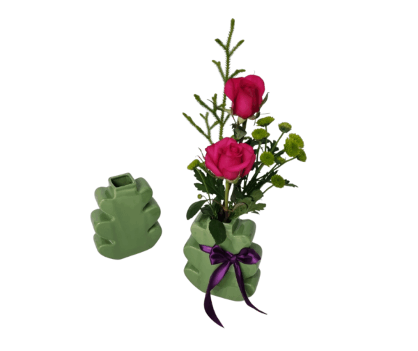 Roses in a Leaf Vase